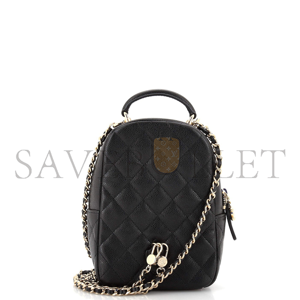 CHANEL MASTER CLASSIC CC CHAIN POCKET BACKPACK QUILTED CAVIAR MINI AP3753 (18*13*9cm)